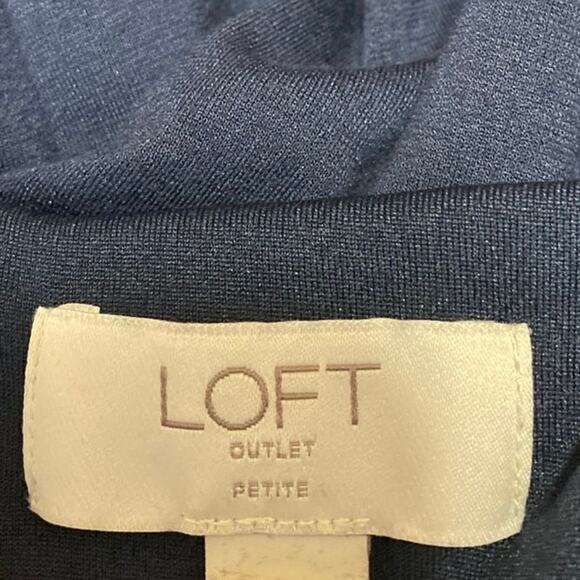 Ann Taylor LOFT Blue Sleeveless V-neck Ruffle Mini A-Line Fit & Flare Dress 10 - Picture 3 of 4